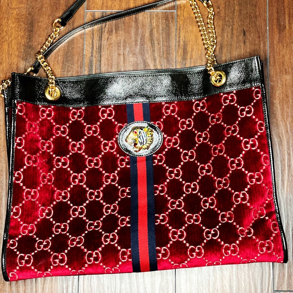 Gucci Rajah Chain Tote GG Velvet Large